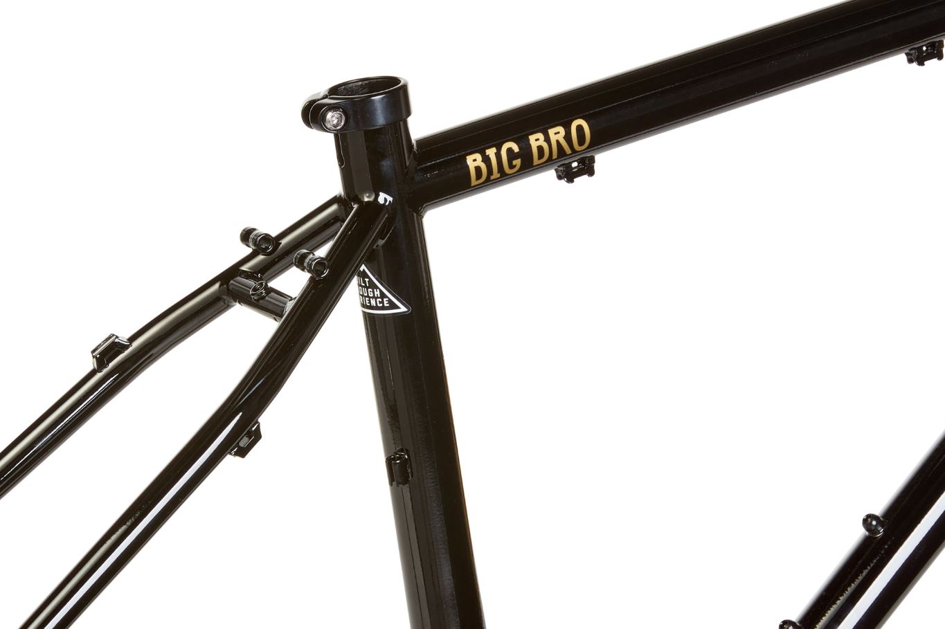 Black bicycle frame with 'BIG BRO' branding on a white background