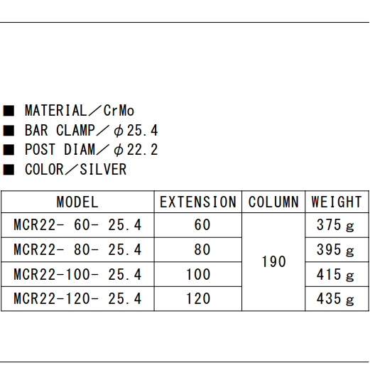 Nitto - MCR22 - Stem