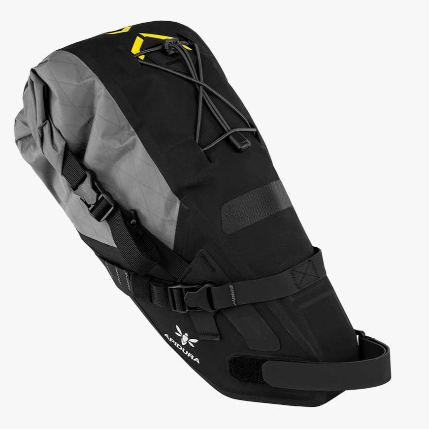 Black and gray backpack with visible brand logo on a white background