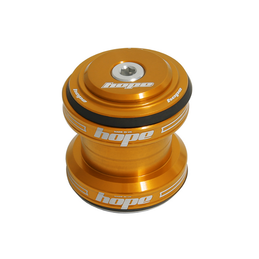 Orange bicycle headset with 'hope' branding on a white background
