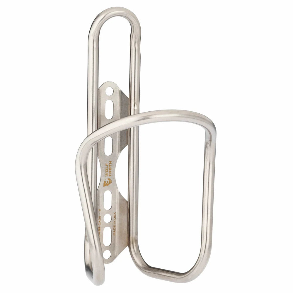Silver metal bottle cage on a white background