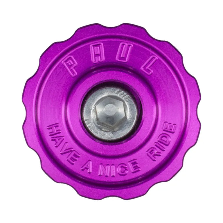 Purple cap with text 'Have a nice ride' on a white background