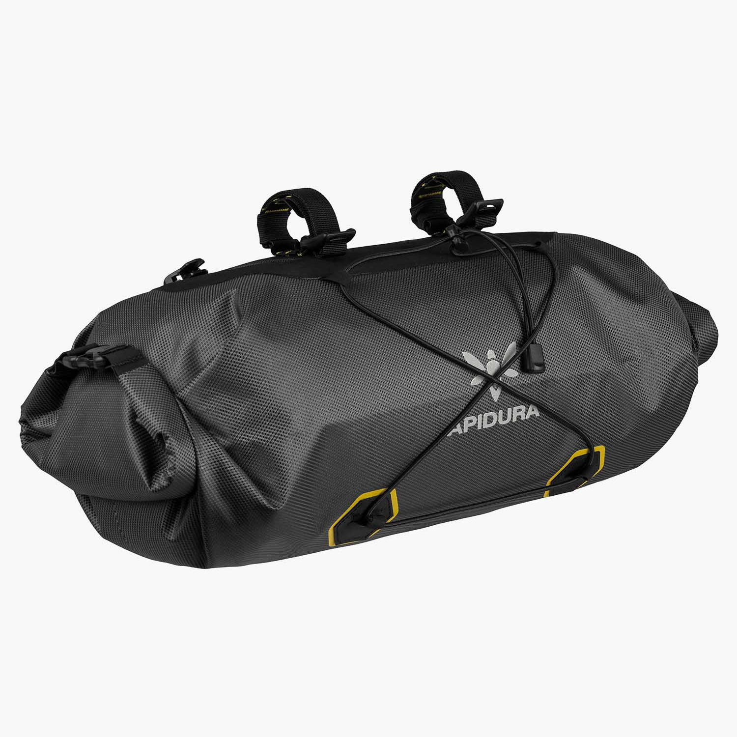 Black travel bag with Rapidus logo on a white background