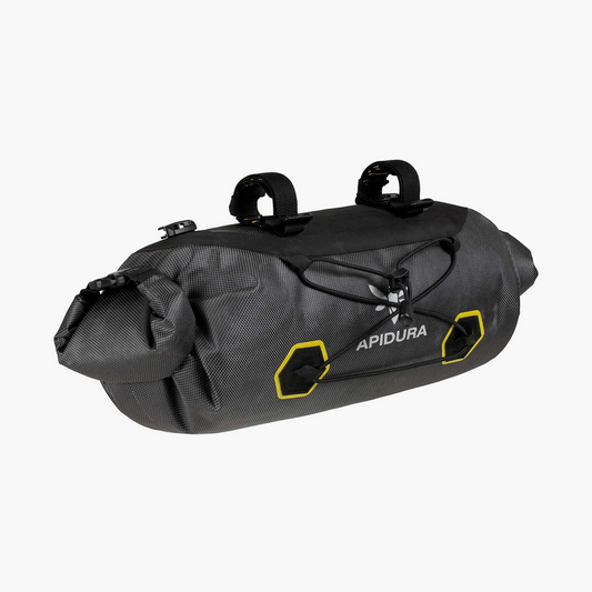 Black Apidura bag with yellow accents on a white background