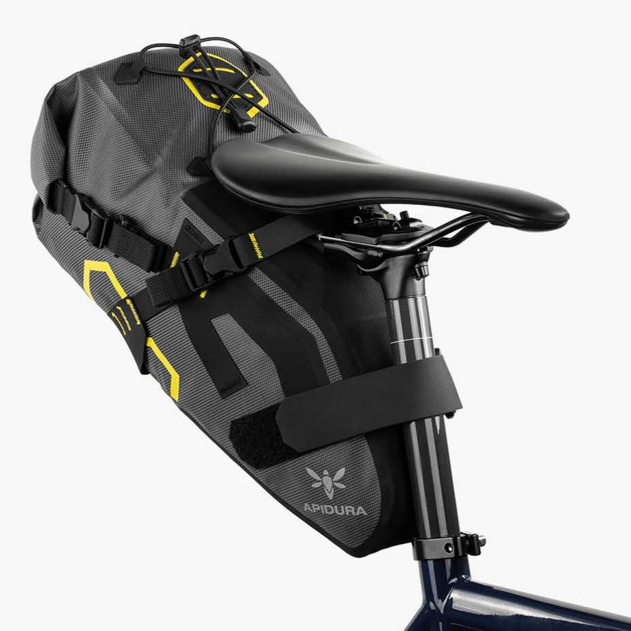 Bicycle saddle bag with visible brand logo on a white background